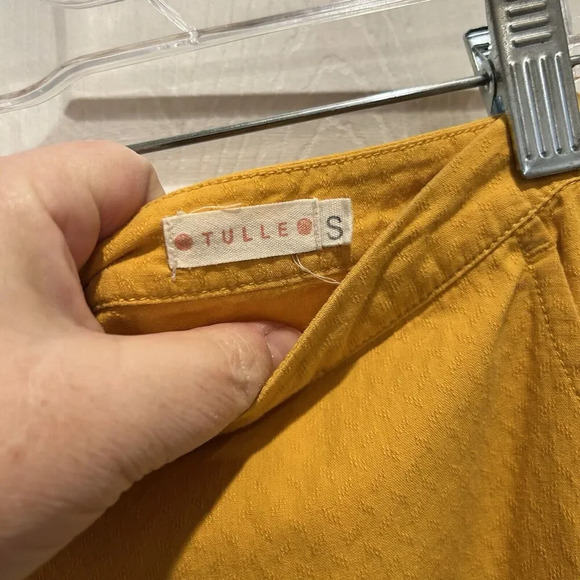 Tulle Anthropologie Yellow Mini Skirt Zip 100% Cotton Lightweight Pockets Small - Picture 8 of 9